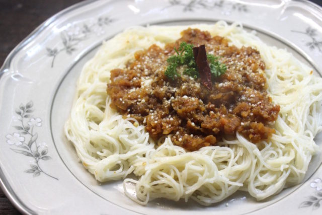 ビーフンミートソース,小麦アレルギー対策